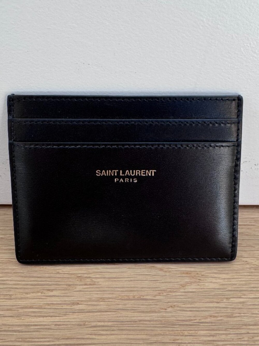 Saint Laurent Paris 6 Card Slot Pocket Organizer | Black & Gold | Made in Paris